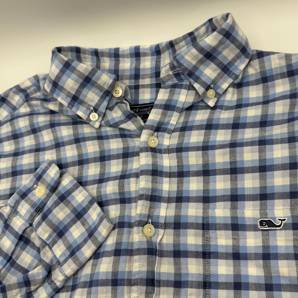 Vineyard Vines Classic Fit Cotton‎ Linen Check Button Down Shirt Plaid Size S